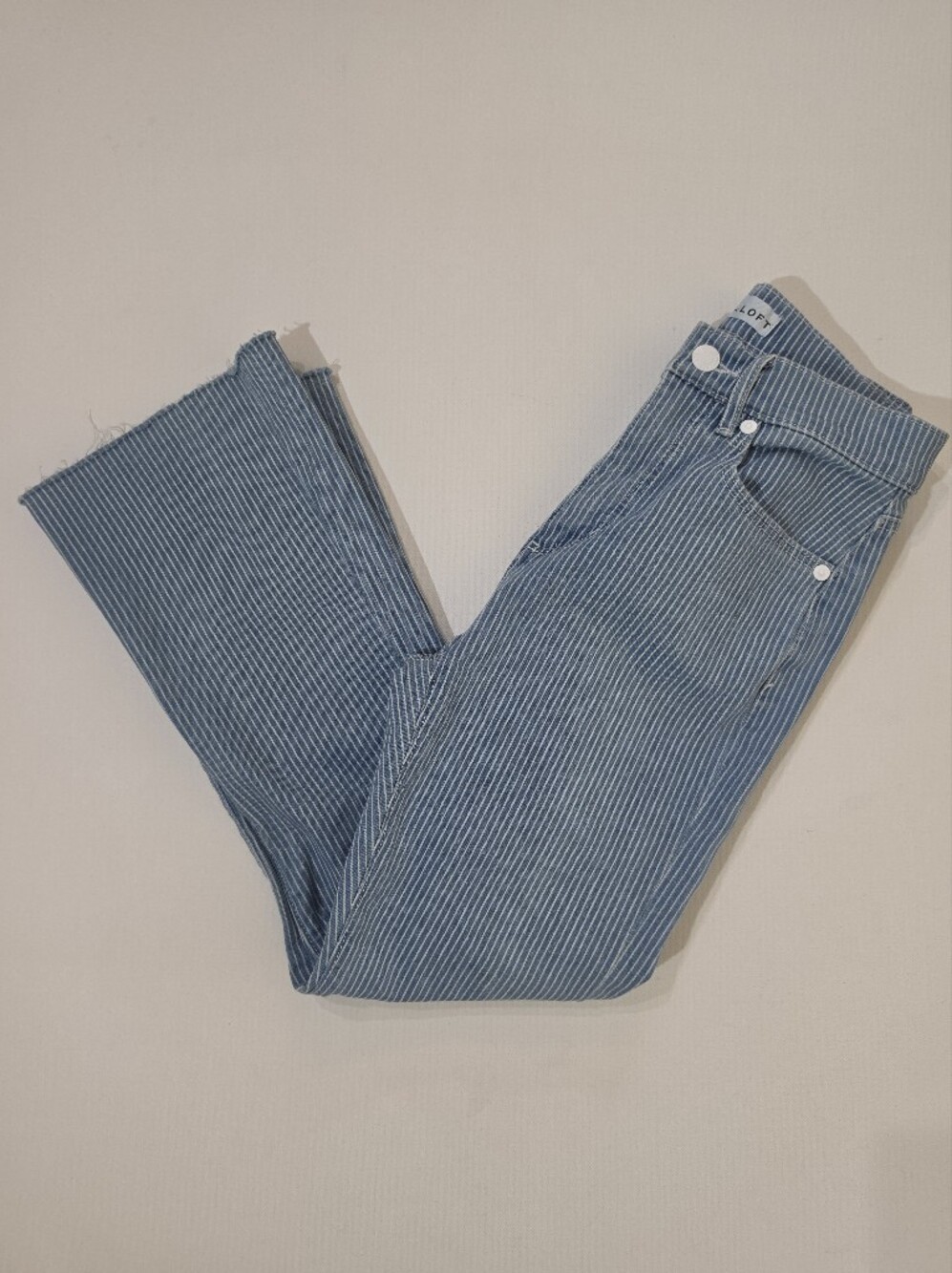 Loft Kick Crop Jeans‎ Womens 00 Blue White Nautical Stripe Beachy Coastal Denim